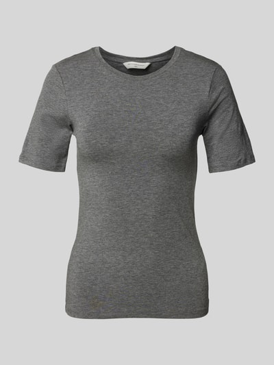 MSCH Copenhagen T-Shirt mit geripptem Rundhalsausschnitt Modell 'Betrina' Mittelgrau Melange 2