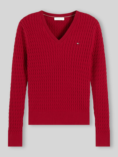 Tommy Hilfiger Regular Fit Pullover aus reiner Baumwolle Bordeaux 2
