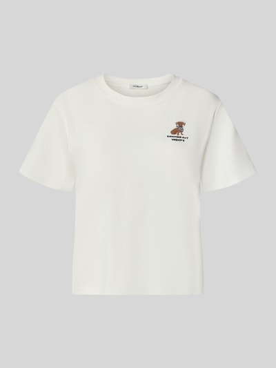 Produktfoto, Regular Fit T-Shirt aus reiner Baumwolle von s.Oliver RED LABEL in Weiß mit kleinem farbigen Print auf der Brust, glatte Textur