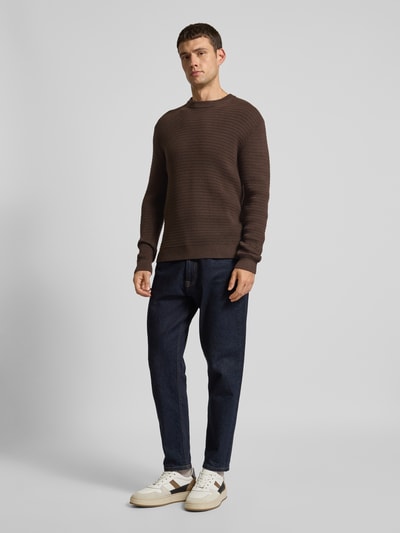 SELECTED HOMME Gebreide pullover met ribboorden Middenbruin - 1