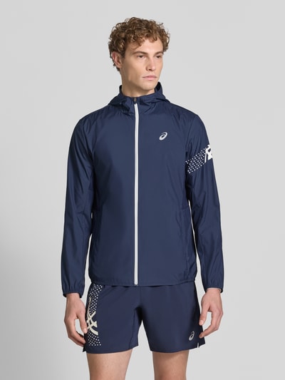 ASICS TIGER kurtka w kroju regular fit z nadrukiem z logo model 'ICON' Ciemnoniebieski 4