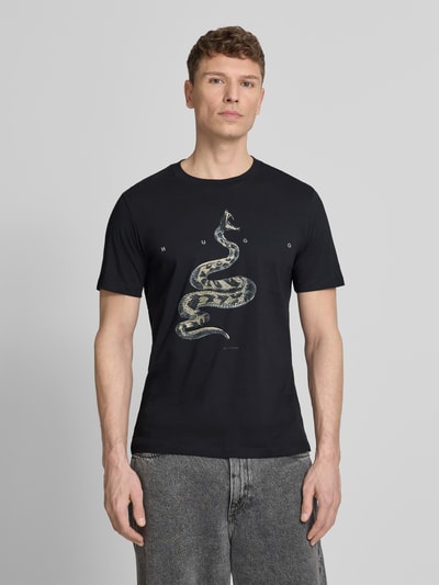 HUGO Regular Fit T-Shirt aus reiner Baumwolle Modell 'DISCORB' Black 4