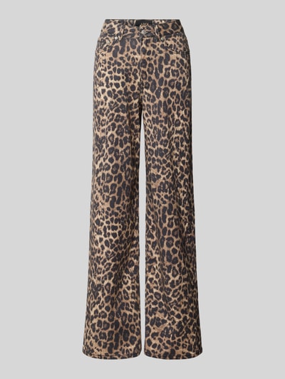 Produktfoto, Wide Leg Jeans aus Baumwoll-Mix Modell 'ZOE SARAH' von JJXX, Leopardenmuster, 5-Pocket-Design, beige-braun-schwarz