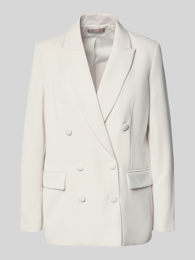 Produktfoto, Regular Fit Blazer mit Pattentaschen von Christian Berg Cocktail in Creme, Zweireiher, Material-Mix mit Stretch-Anteil, glatte Struktur