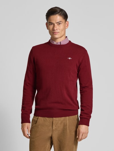 Gant Strickpullover aus reiner Lammwolle mit gerippten Abschlüssen Pflaume 4