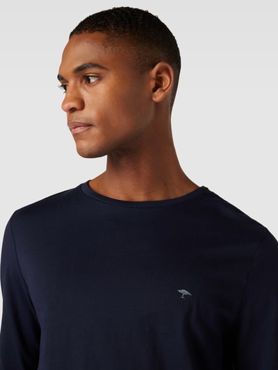 Fynch-Hatton Shirt met lange mouwen en logodetail Marineblauw gemêleerd - 3
