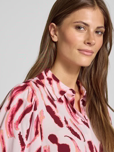 YAS Regular fit overhemdblouse van viscose met blinde knoopsluiting Donkerrood - 3