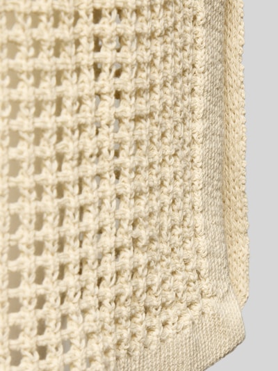 Productfoto, detailopname van grof tricot in beige met zichtbare textuur van puur katoen, Strickrock mit elastischem Bund Modell 'DARLINE' van MC2 Saint Barth, straight fit, midirok