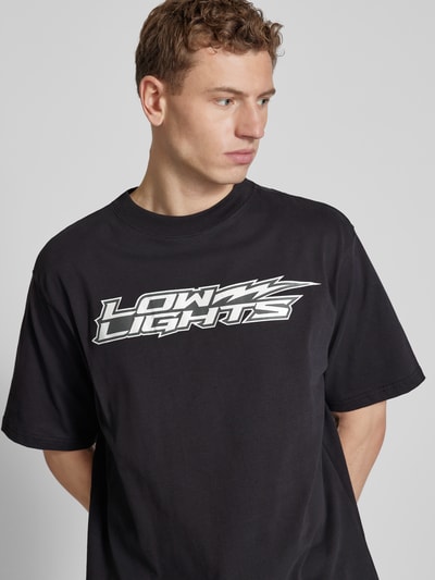 Low Lights Studios Relaxed fit T-shirt met labelprint, model 'Lightning' Zwart - 3