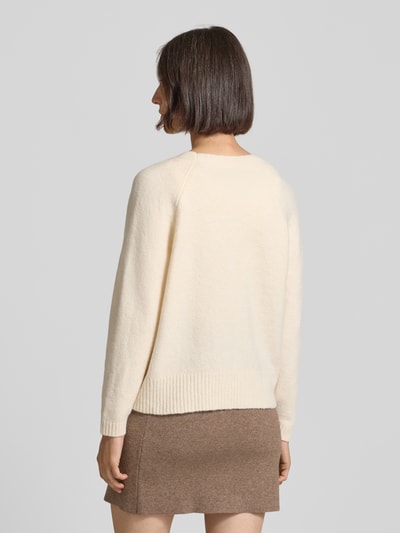 Vero Moda Comfort fit gebreid jack met V-hals, model 'BOOM' Beige gemêleerd - 5