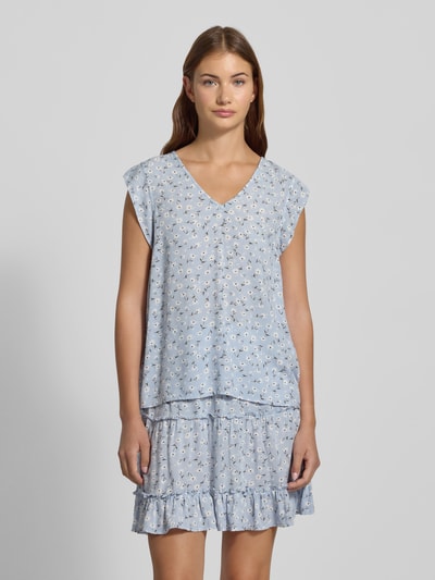 Pieces  Top bluzkowy o kroju regular fit z krótkim rękawem model ‘NYA’ Jasnoniebieski 4