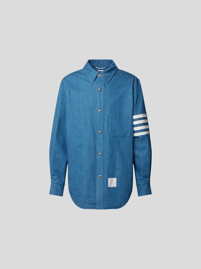 Thom Browne Jeansjacke mit Kontraststreifen Blau 1