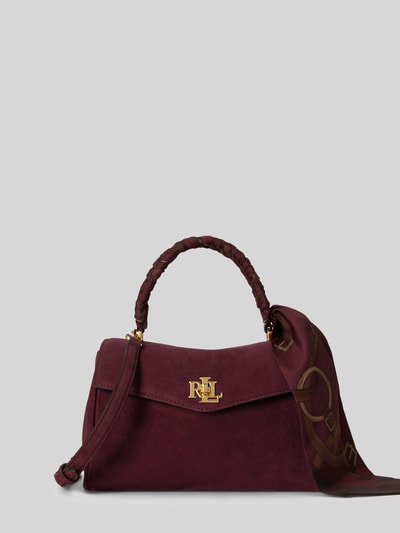 Lauren Ralph Lauren Kleine Satchel aus Kalbnappaleder mit Tuchdetail Modell 'FARRAH' Dunkelbraun 2