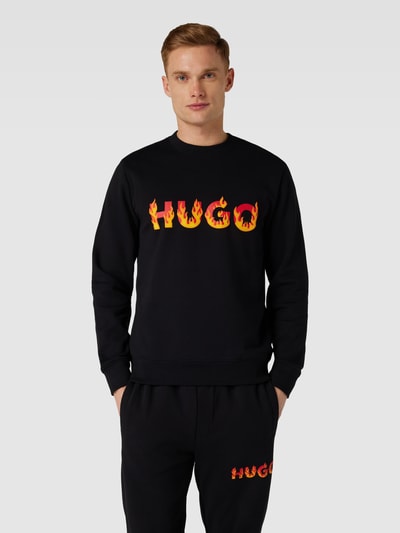 HUGO Bluza z nadrukiem z logo model ‘Ditmo’ Czarny 4