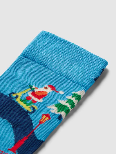 Happy Socks Socken mit Allover-Muster Modell 'Santa on the way' Blau 2