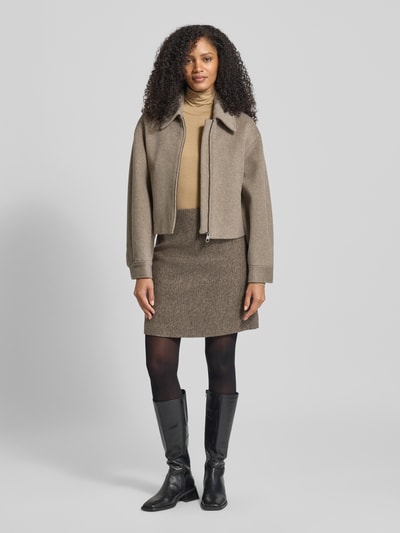 Weekend Max Mara Licht uitlopende midirok van zuivere scheerwol, model 'MARCHE' Donkerbruin - 1
