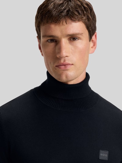 BOSS Orange Rollkragenpullover mit Logo-Patch aus Kaschmir Black 3