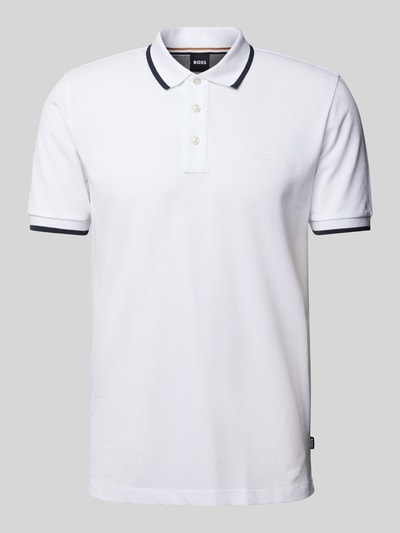 BOSS Poloshirt mit Kontraststreifen Modell 'Parlay' Weiss 2