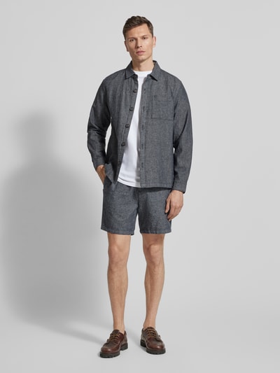 Barbour Regular Fit Bermudas aus Leinen-Baumwoll-Mix Modell 'STILLWATER' Marine 1