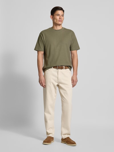 MCNEAL T-Shirt mit geripptem Rundhalsausschnitt Oliv 1