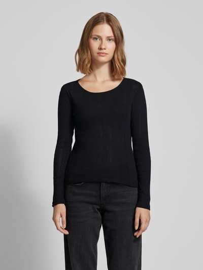 Vero Moda Slim fit shirt met lange mouwen en fijn ajourpatroon Zwart - 4