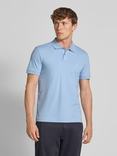 BOSS Orange Slim Fit Poloshirt aus Baumwoll-Mix Hellblau 4