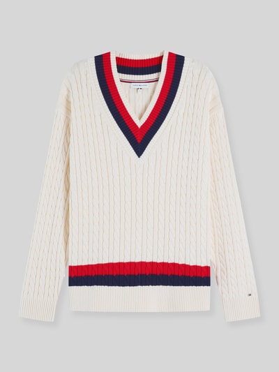 Tommy Hilfiger Regular Fit Pullover aus reiner Baumwolle Ecru 2