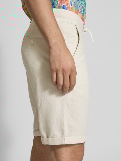 MCNEAL Szorty lniane o kroju regular fit z tunelem Złamany biały melanż 3