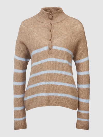 MOS MOSH Gebreide pullover van alpacamix, model 'Bryna Thora' Taupe - 2