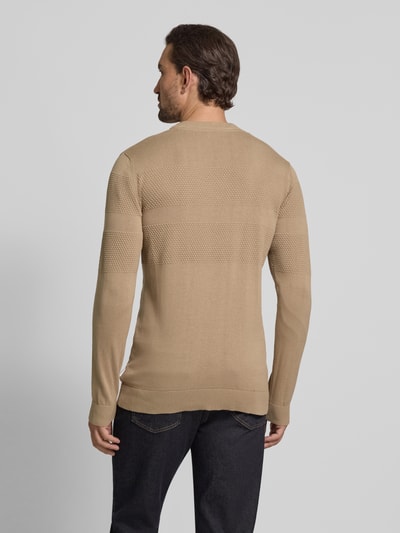Lindbergh Gebreide pullover met ribboorden Zand - 5