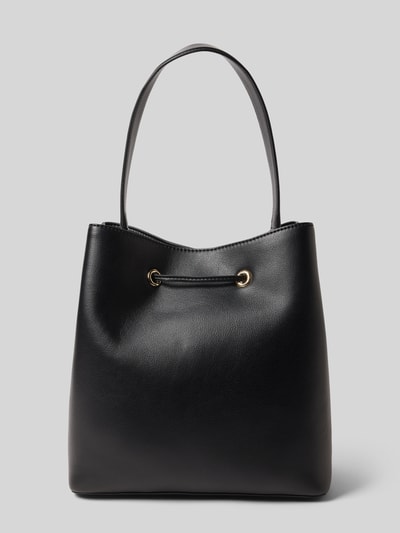 Produktfoto, Henkeltasche mit Label-Applikation Modell 'SANDY BUCKET' von BOSS in Optik: Unifarben, rechteckige Form, Kunstleder, Reißverschluss, Tunnelzug, Hauptfach, Innenfach, Standfüße, Tragehenkel, feine Struktur.