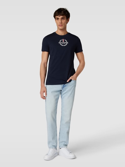 Tommy Hilfiger Slim fit T-shirt met ronde hals Marineblauw - 1