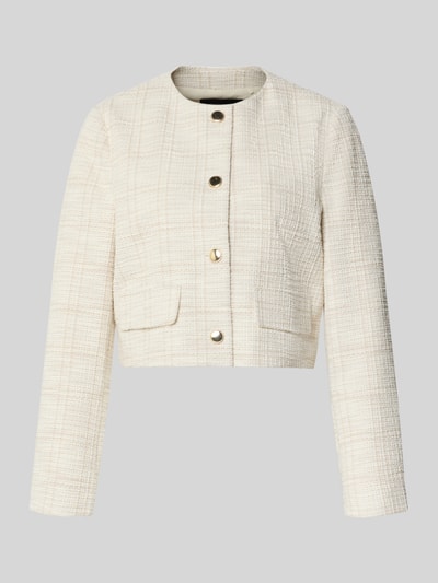 Produktfoto, Boxy Fit Kurzblazer mit Baumwoll-Anteil von s.Oliver BLACK LABEL in mehrfarbiger Optik, Bouclé, kariertes Muster, cropped, einreihige Knopfleiste, Langarm