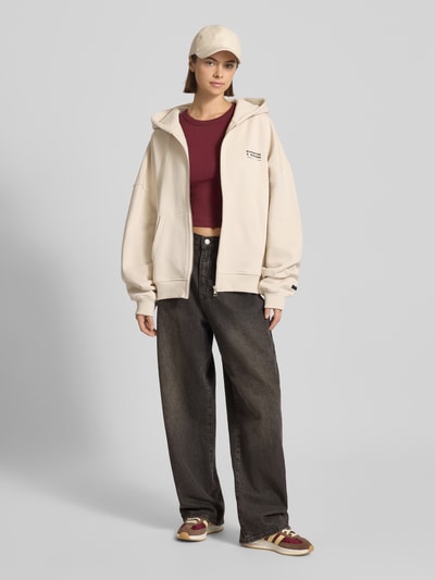 Karo Kauer Bluza rozpinana o kroju oversized z kieszenią kangurką Beżowy 1