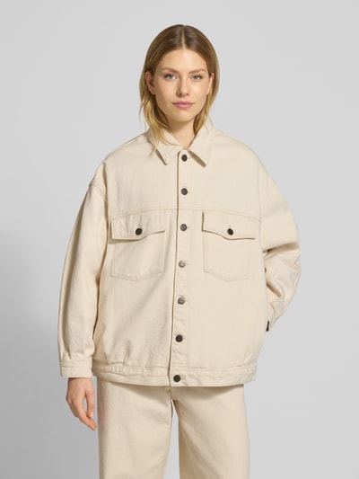 American Vintage Kurtka jeansowa z kieszeniami na piersi model ‘SNOPDOG’ Écru melanż 4