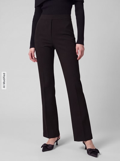 Stehmann Regular fit rechte broek van viscosemix model 'Editta' Chocoladebruin - 4