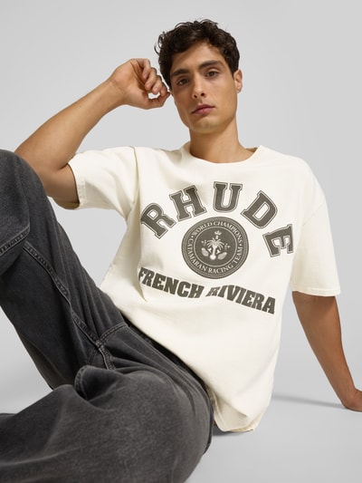 RHUDE Oversized T-Shirt mit Rundhalsausschnitt Offwhite 3