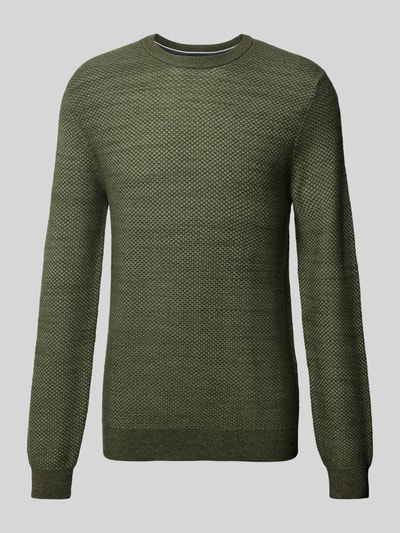 OLYMP Level Five Sweter z dzianiny o kroju slim fit z fakturowanym wzorem Oliwkowy 2