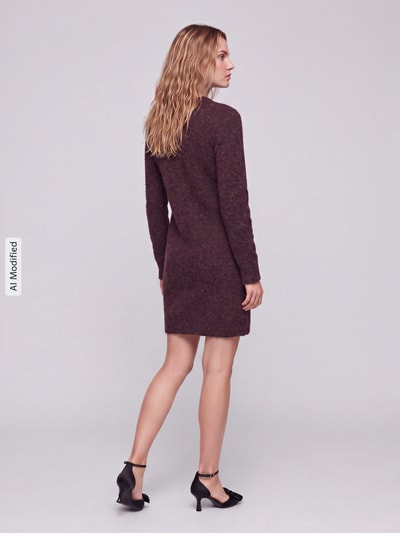 VERO MODA Strickkleid mit gerippten Abschlüssen Dunkelrot 5