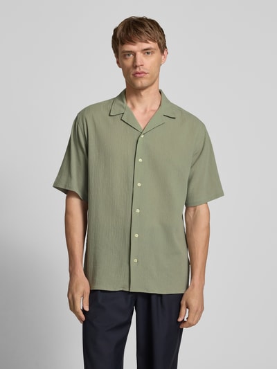 Redefined Rebel Regular fit vrijetijdsoverhemd met structuurmotief, model 'FELIX' Lindegroen - 4