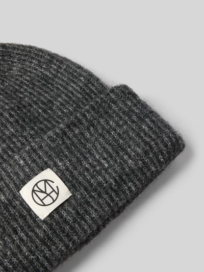 MSCH Copenhagen Beanie met alpaca en labelpatch Donkergrijs gemêleerd - 2