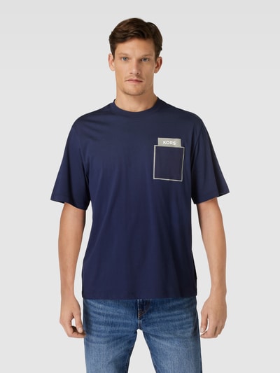 Michael Kors T-shirt met borstzak, model 'HEAT TRANSFER' Donkerblauw - 4