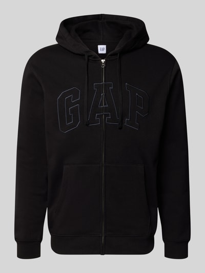 Productfoto, Sweatjacke mit getrennter Kängurutasche van GAP in zwart, katoenmix, losse fit, capuchon met trekkoord, elastische boorden, label-stitching