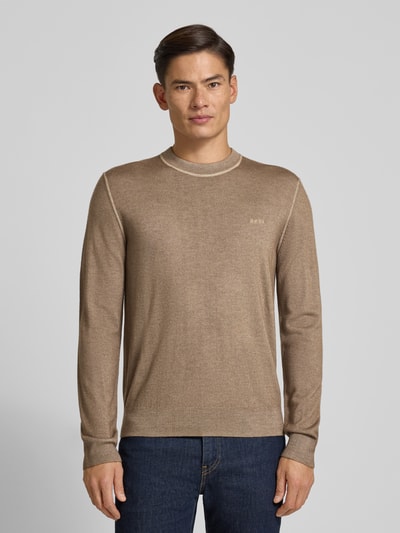 BOSS Orange Regular fit gebreide pullover van pure scheerwol, model 'ASTEFO' Olijfgroen - 4