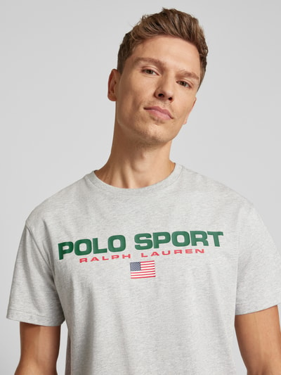 Polo Sport T-shirt z nadrukiem z logo Jasnoszary melanż 3