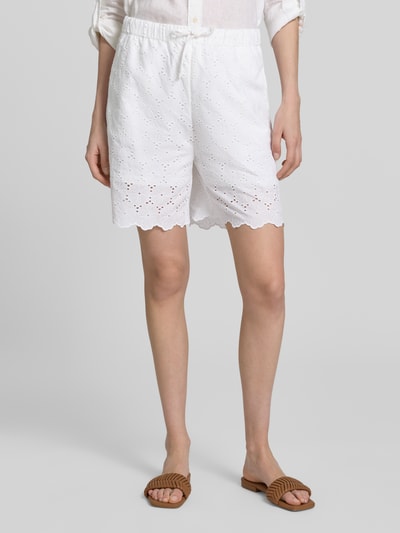 Christian Berg Woman Bermudas mit Lochstickerei und Eingrifftaschen Weiss 4
