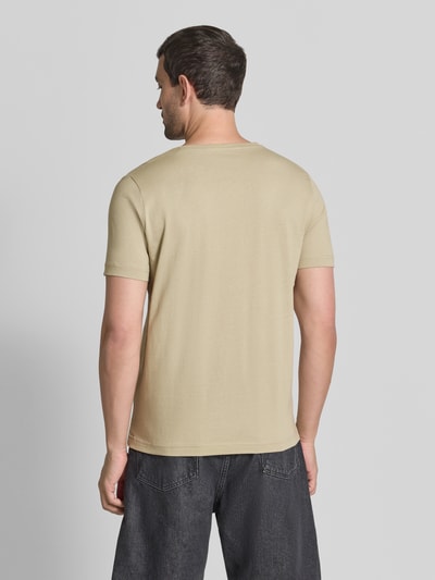 Fynch-Hatton T-shirt met ronde hals en labelstitching Beige - 5