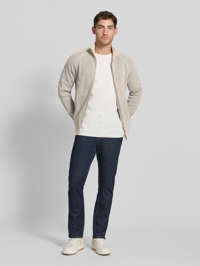 JAKE*S STUDIO MEN Cardigan met opstaande kraag en ritssluiting Ecru - 1