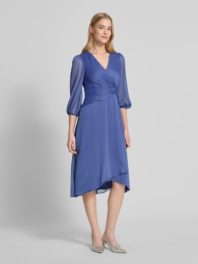 Christian Berg Cocktail Cocktailkleid in Wickel-Optik Dunkelblau Melange 1