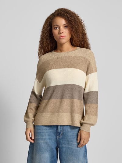 Only Loose Fit Strickpullover aus Viskose-Mix Modell 'ATIA' Beige Melange 4
